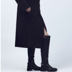 ZARA Over The Knee Buckled Leather Riding Boot’s Color-Black Size-41EU/10USA NWT